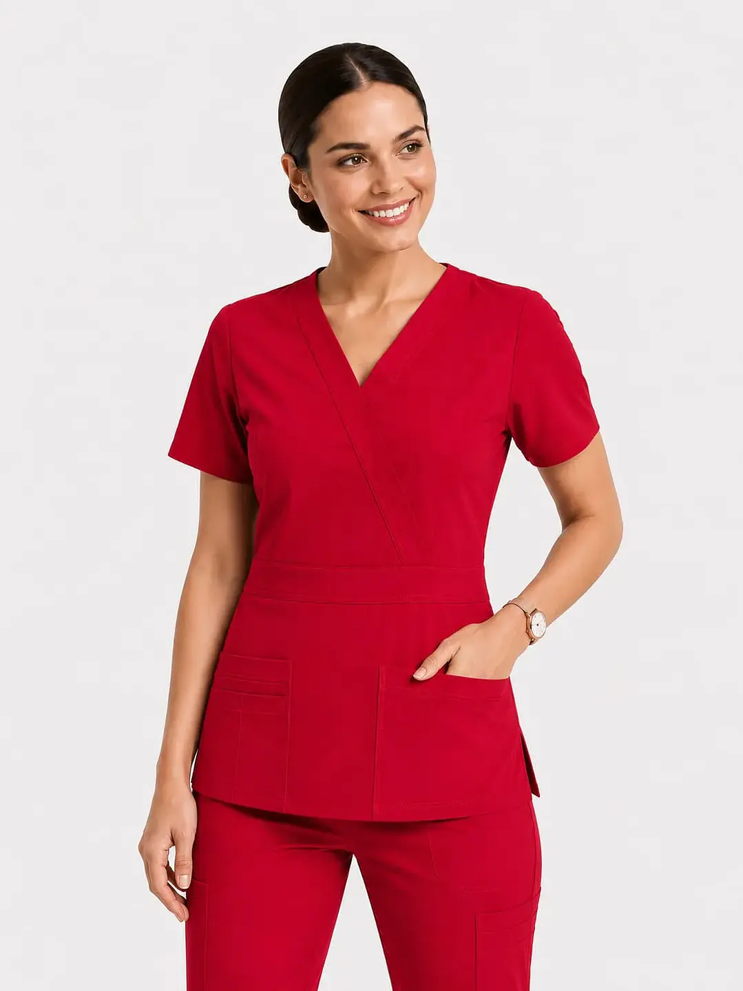 Blusa Clínica Rojo – Modelo Venus - Uniformes clínicos Égida Chile