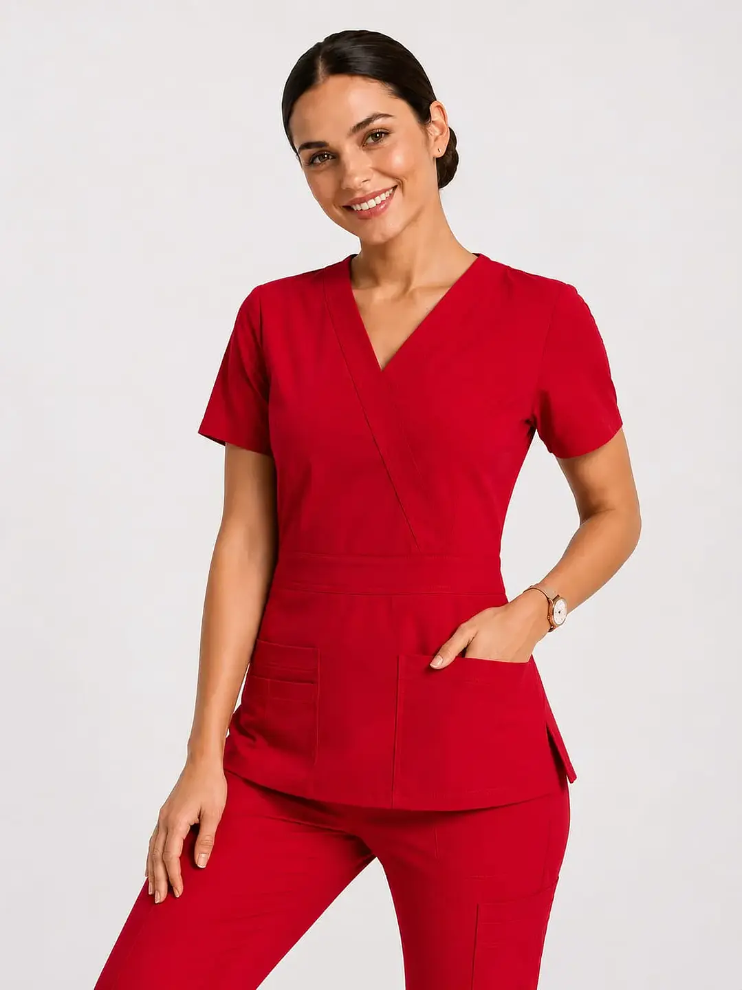 Blusa Clínica Rojo – Modelo Venus - Uniformes clínicos Égida Chile