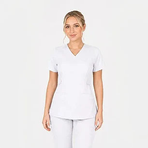 Blusa Modelo Cargo Elasticado Antifluido Blanco