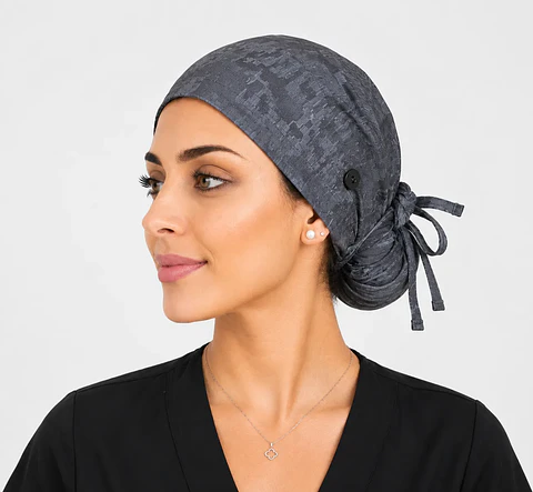 Gorro Quirúrgico con Botones para Mascarilla - Gris Oxford Digital