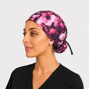 Gorro Quirúrgico con Botones para Mascarilla - Animal Print Fucsia