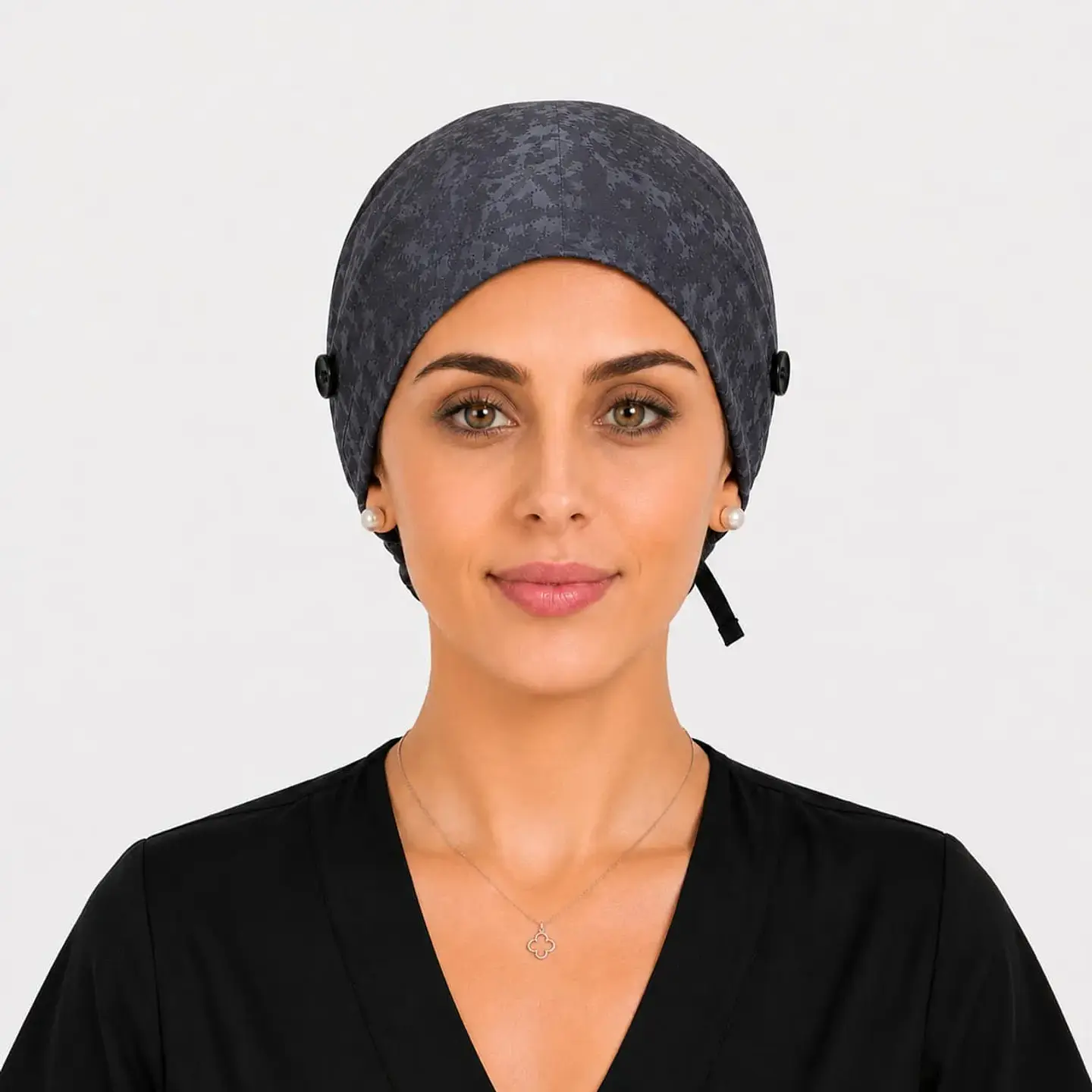 Gorro Quirúrgico con Botones para Mascarilla - Gris Oxford Digital 2