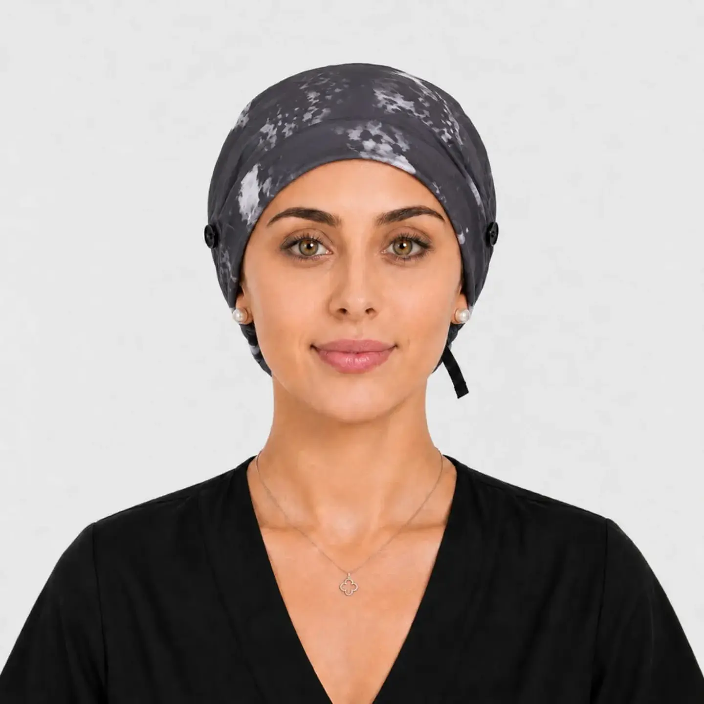 Gorro Clínico con Botones para Mascarilla - Camuflaje Gris Oscuro 3