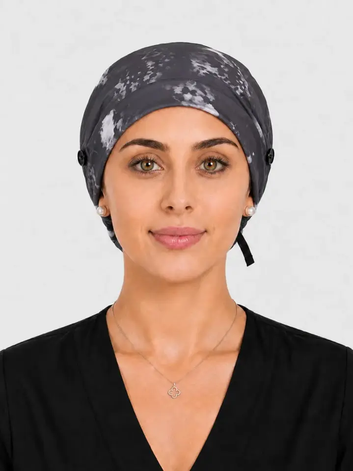 Gorro Clínico con Botones para Mascarilla - Camuflaje Gris Oscuro 3