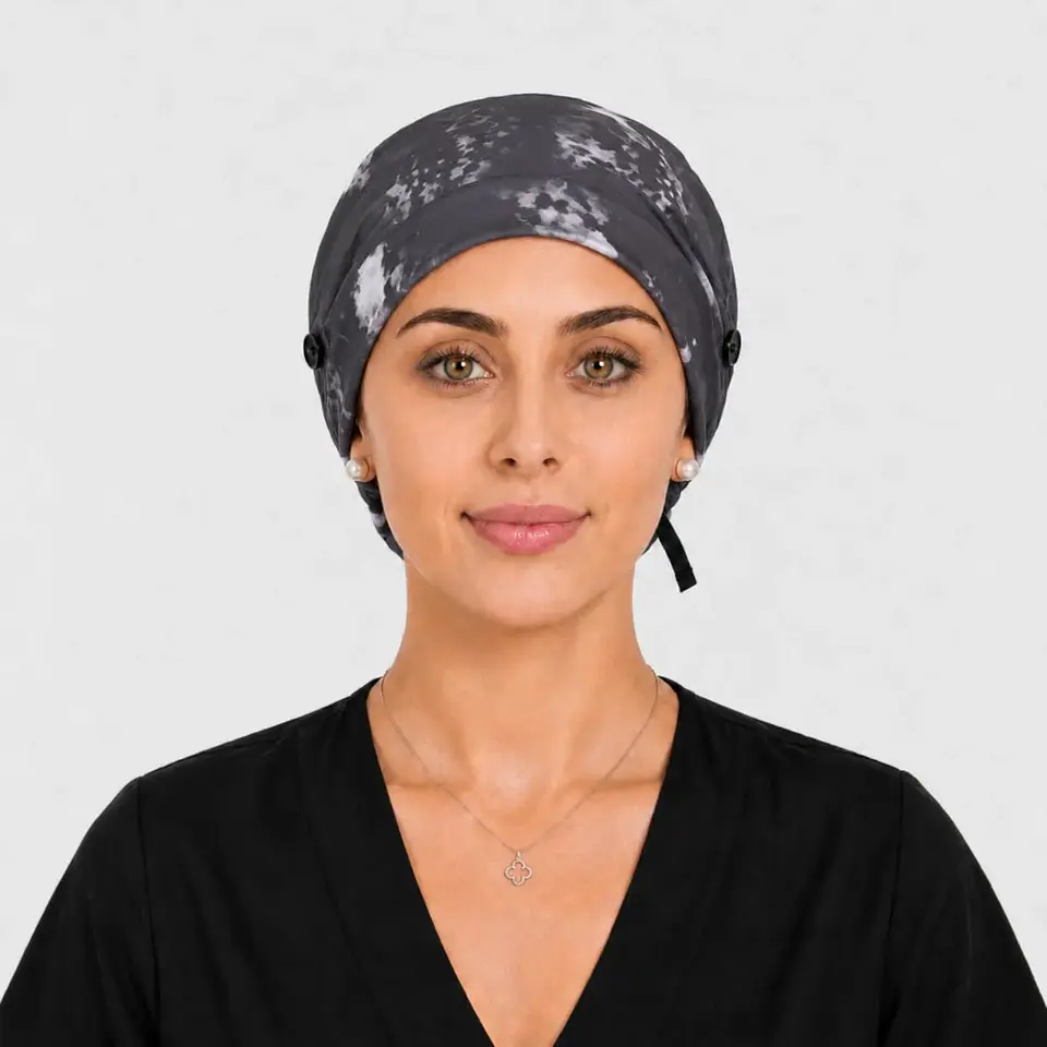 Gorro Clínico con Botones para Mascarilla - Camuflaje Gris Oscuro 3