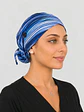 Gorro Clínico con Botones para Mascarilla - Azul Líneas Abstractas - Miniatura 3