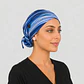 Gorro Clínico con Botones para Mascarilla - Azul Líneas Abstractas - Miniatura 3