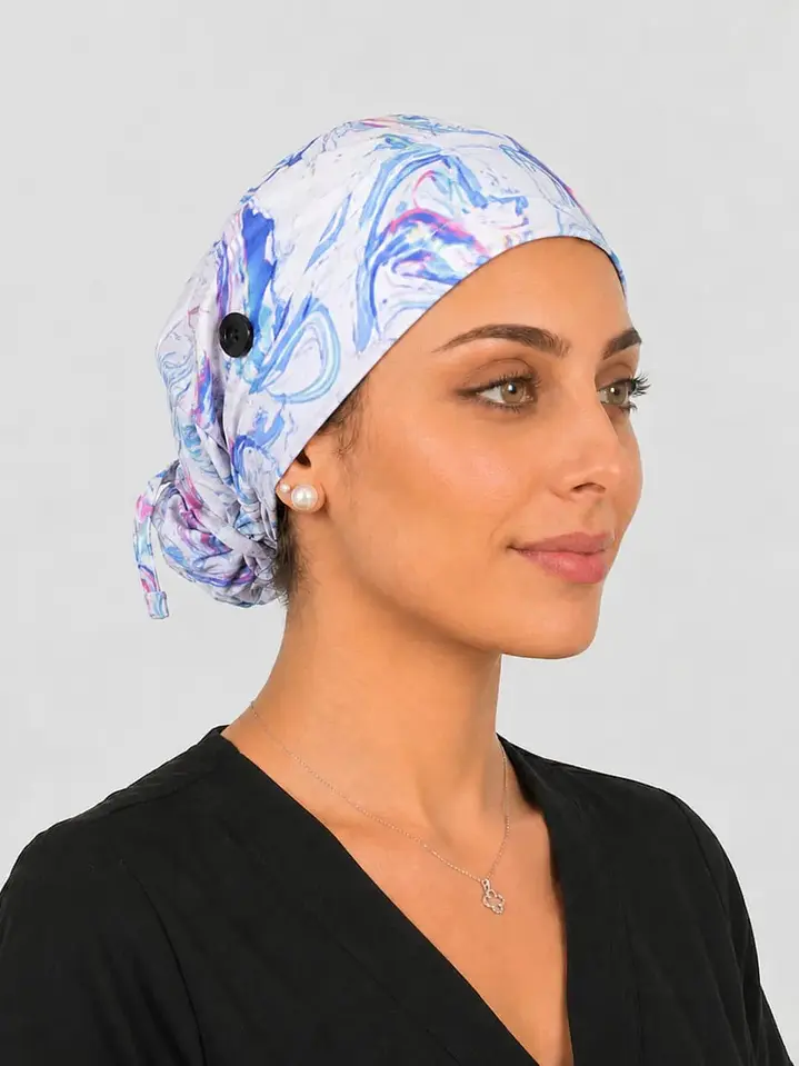 Gorro Clínico con Botones para Mascarilla - Diseño arcoiris 2