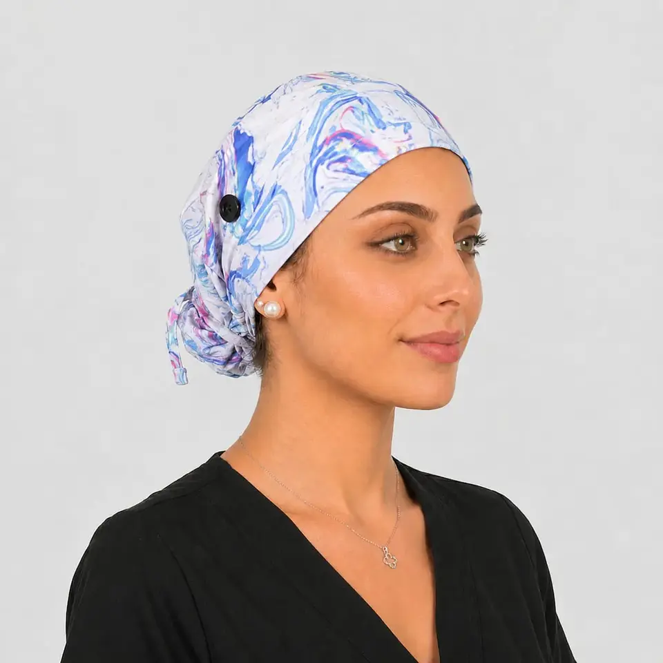 Gorro Clínico con Botones para Mascarilla - Diseño arcoiris 2