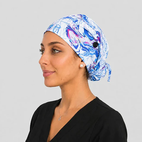 Gorro Clínico con Botones para Mascarilla - Diseño arcoiris