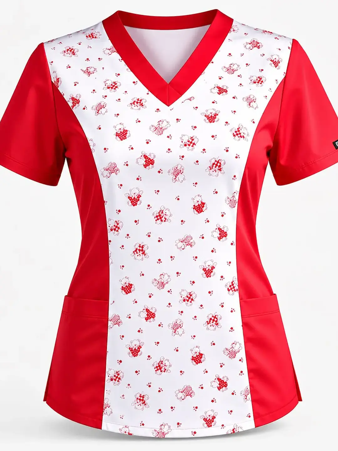 Blusa Roja Estampado Ositos Pediatria - Uniformes clínicos Égida Chile