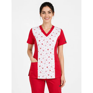 Blusa Roja Estampado Ositos Pediatria