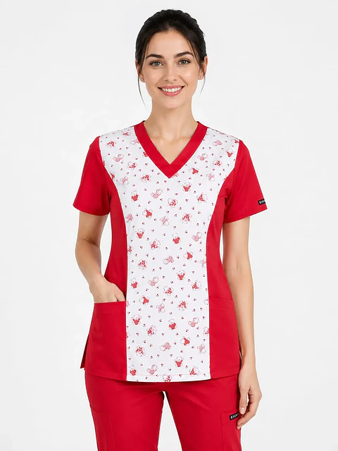 Blusa Roja Estampado Ositos Pediatria
