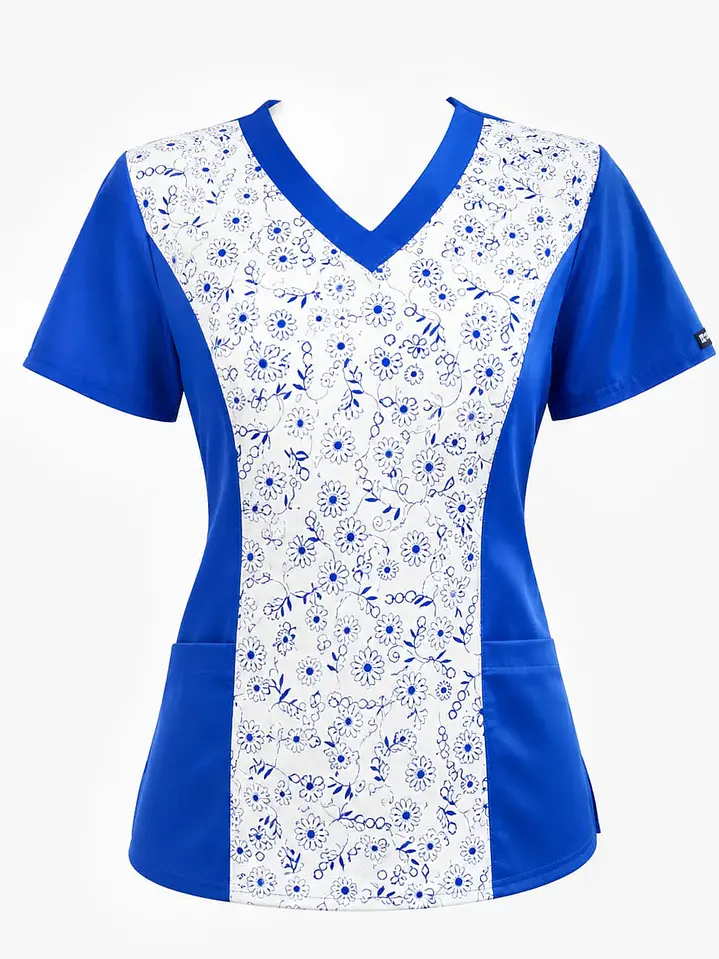 Blusa Azul Rey Estampado Florcitas 2