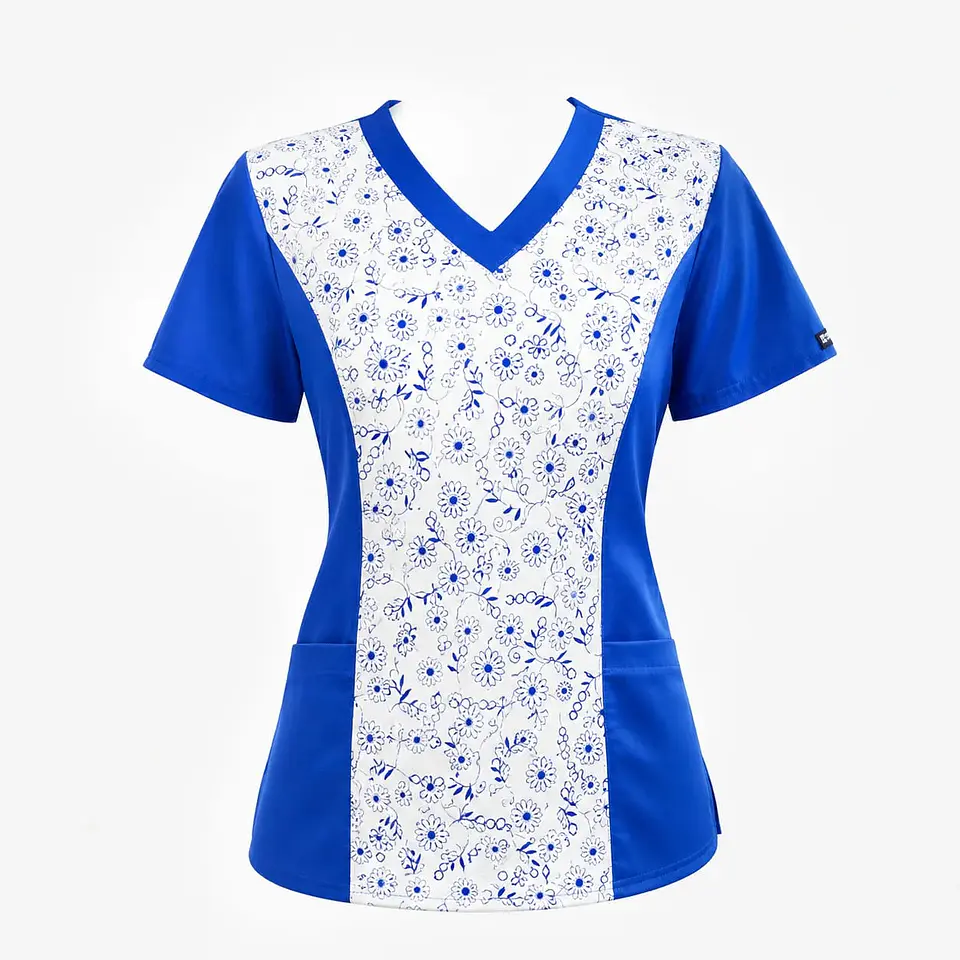 Blusa Azul Rey Estampado Florcitas 2