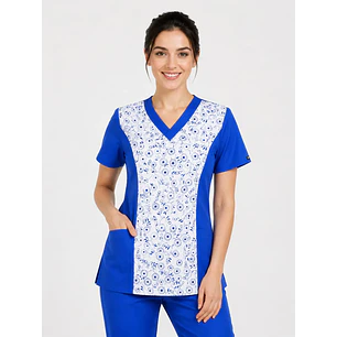 Blusa Azul Rey Estampado Florcitas
