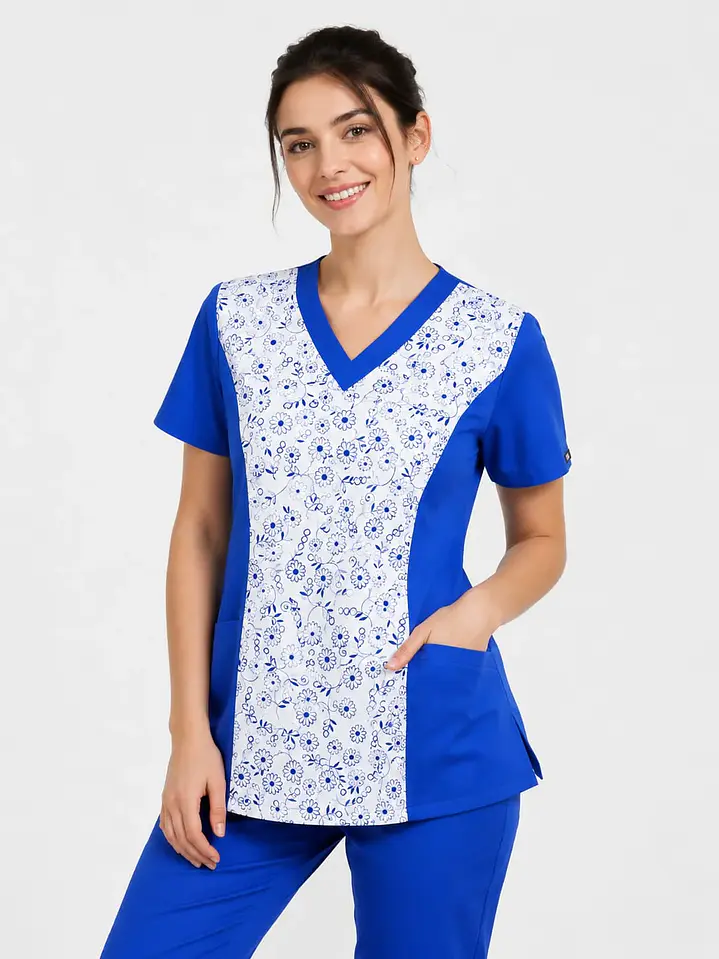 Blusa Azul Rey Estampado Florcitas 3