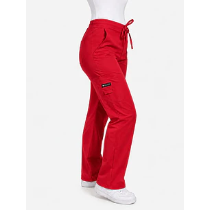 Pantalón Clínico Cargo Rojo con Bolsillos - Fabricación Nacional