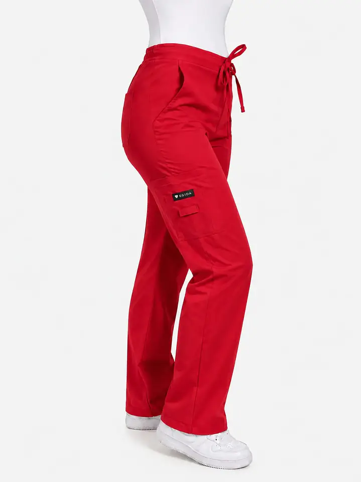 Pantalón Clínico Cargo Rojo con Bolsillos - Fabricación Nacional 1