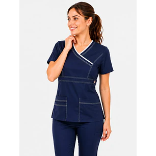 Blusa Clínica Modelo Cargo Poplin Azul Marino