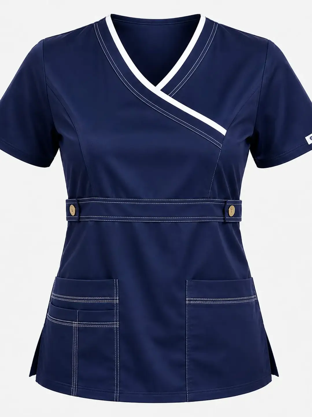 Blusa Clínica Modelo Cargo Poplin Azul Marino - Uniformes clínicos Égida Chile