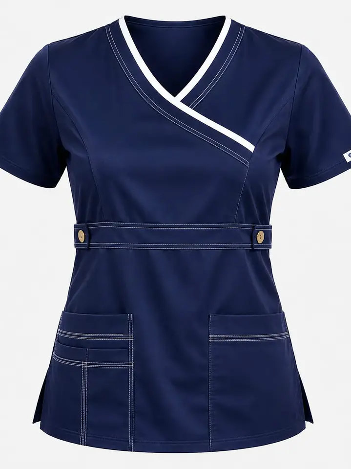 Blusa Clínica Modelo Cargo Poplin Azul Marino 3