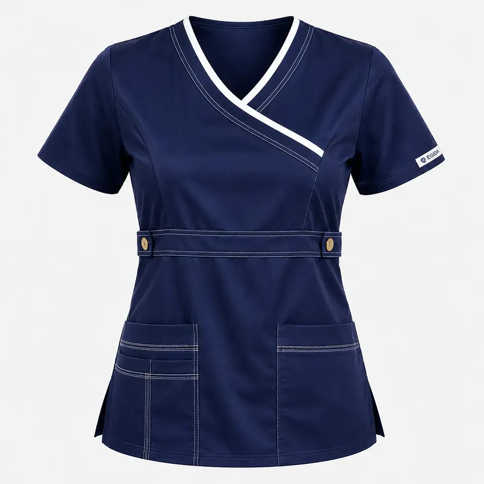 Blusa Clínica Modelo Cargo Poplin Azul Marino 3