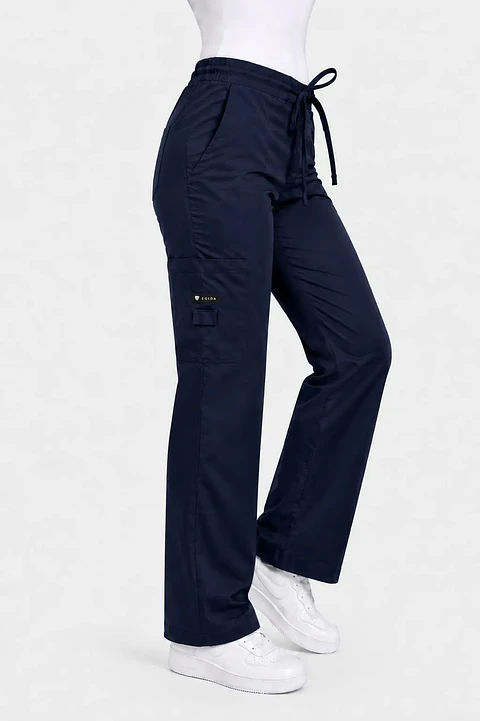 Pantalon Modelo Cargo Elasticado Antifluido Azul Marino