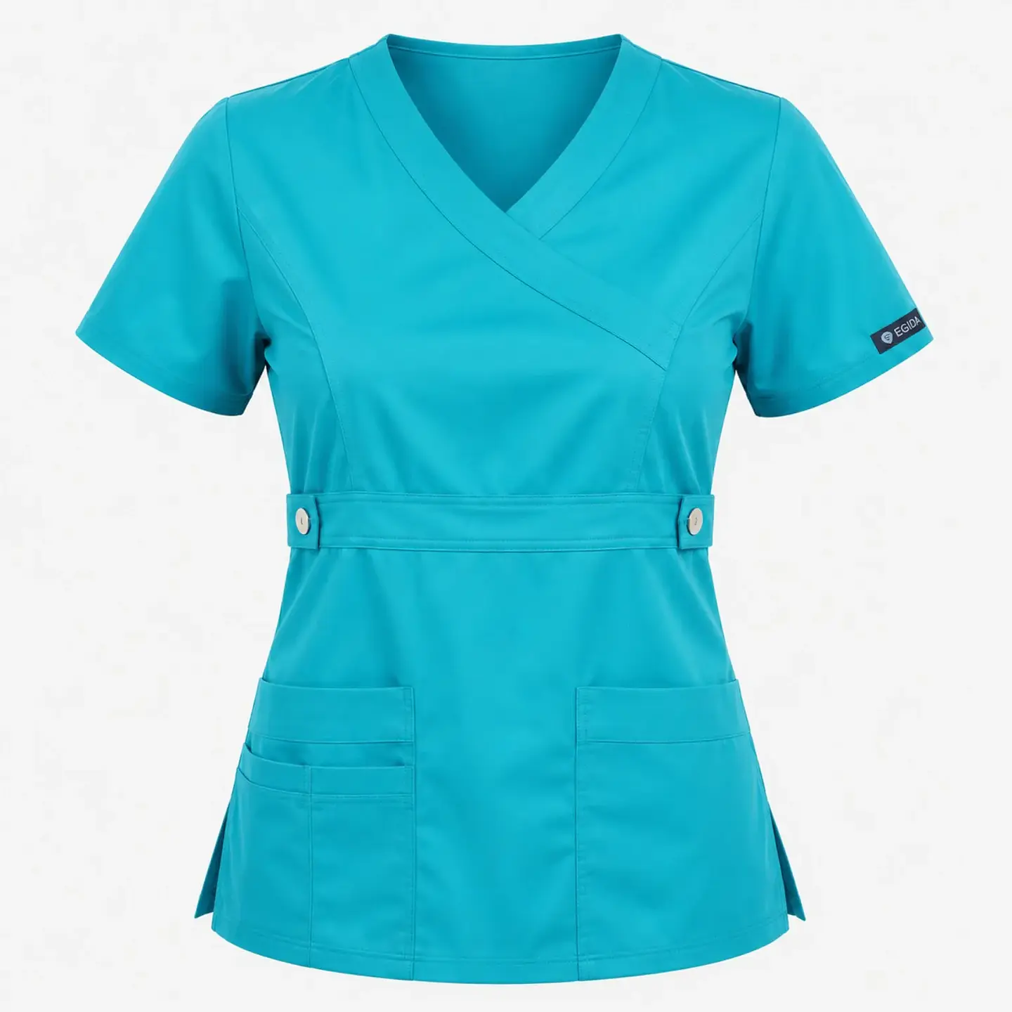 Blusa Clínica Modelo Cargo Turquesa Poplin 2