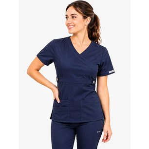 Blusa Clínica Modelo Cargo Azul Marino Poplin 