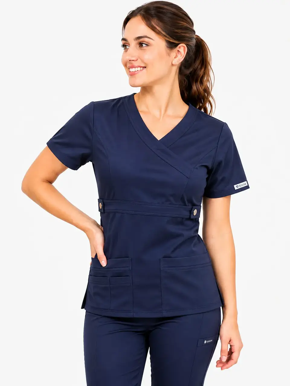 Blusa Clínica Modelo Cargo Azul Marino Poplin  1