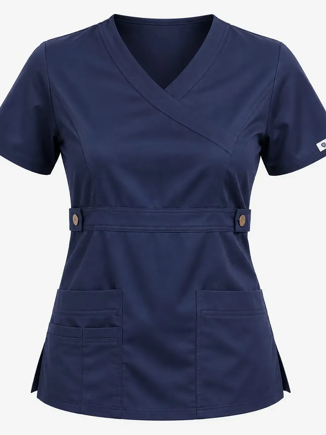 Blusa Clínica Modelo Cargo Azul Marino Poplin  - Uniformes clínicos Égida Chile