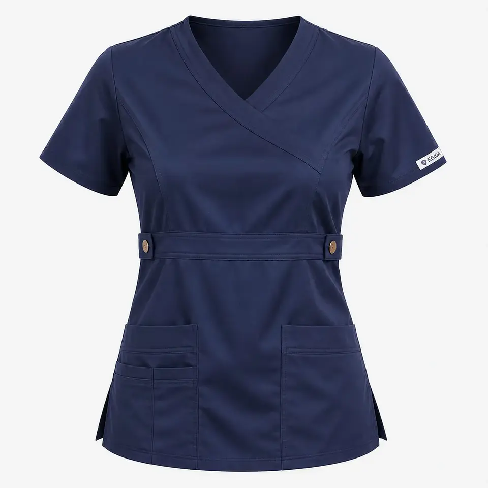 Blusa Clínica Modelo Cargo Azul Marino Poplin  2
