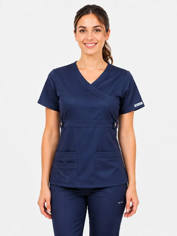 Blusa Clínica Modelo Cargo Azul Marino Poplin  3