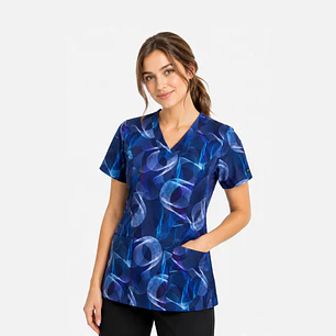 Blusa clínica Antifluido Estampada Aura Azul 