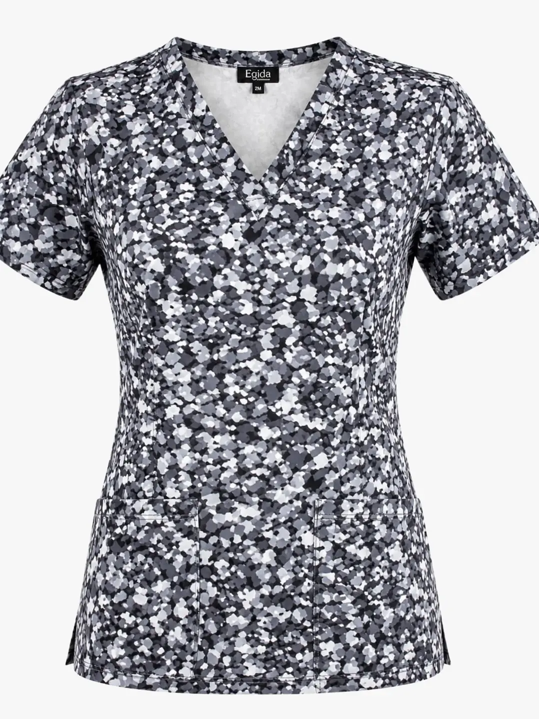 Blusa Clínica Estampada Nébula Gris Premium Egida - Uniformes clínicos Égida Chile
