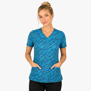 Blusa Clínica Estampada Safari Turquesa Premium
