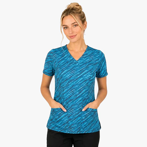 Blusa Clínica Estampada Safari Turquesa Premium