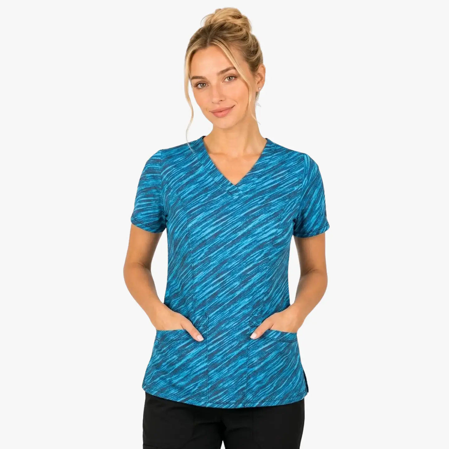 Blusa Clínica Estampada Safari Turquesa Premium 1