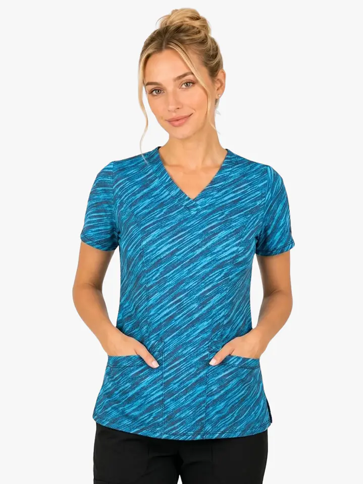 Blusa Clínica Estampada Safari Turquesa Premium 1