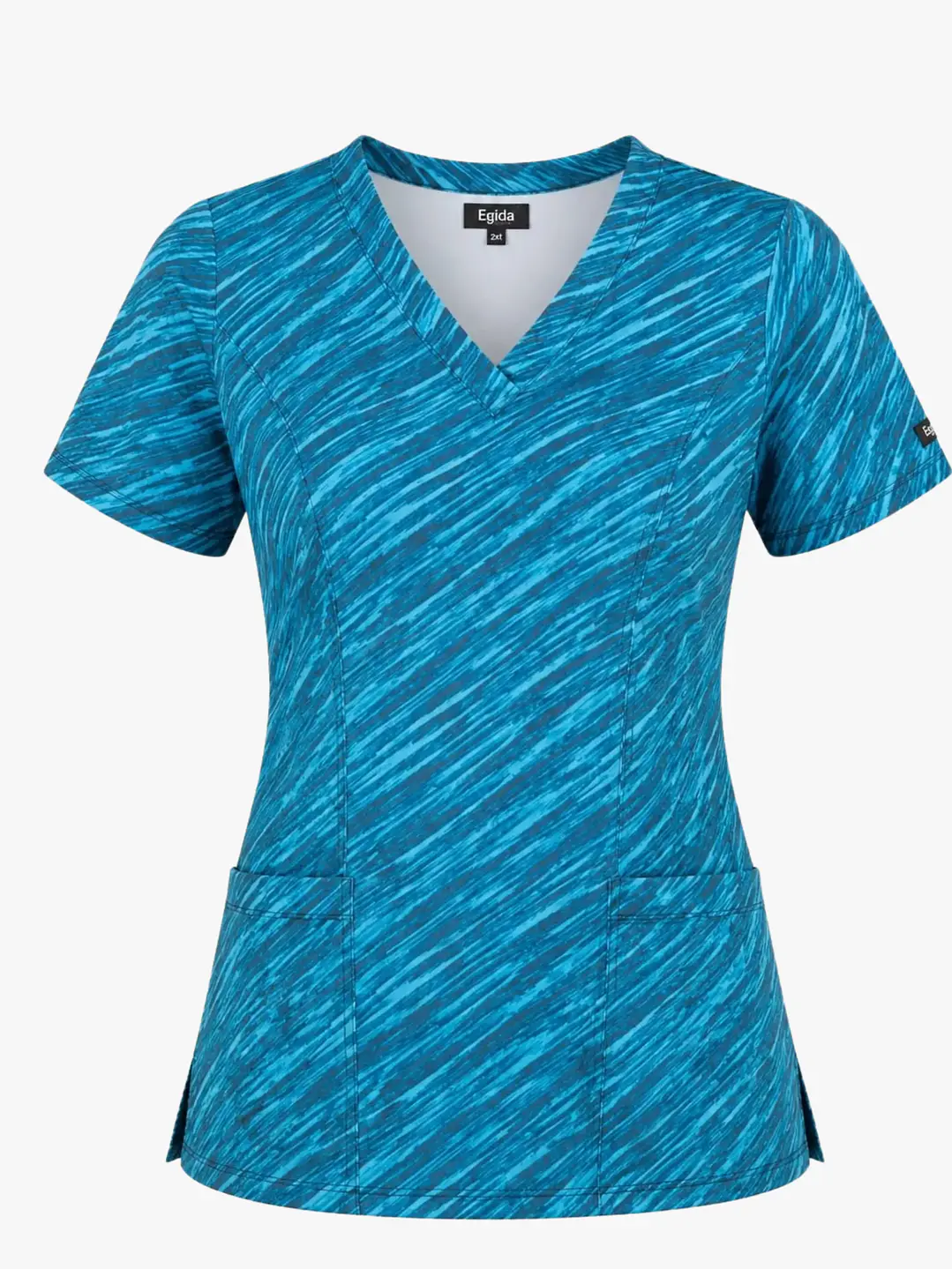 Blusa Clínica Estampada Safari Turquesa Premium - Uniformes clínicos Égida Chile