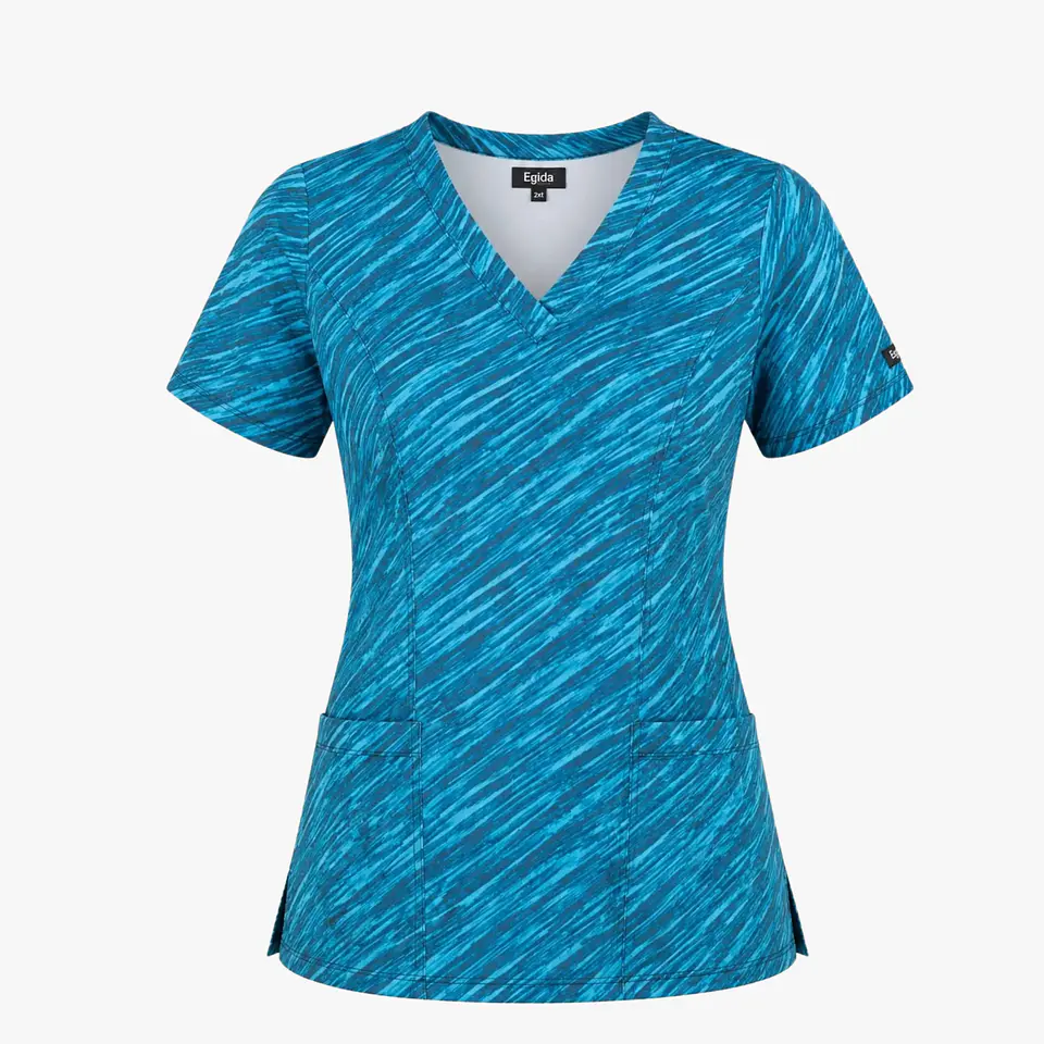 Blusa Clínica Estampada Safari Turquesa Premium 3