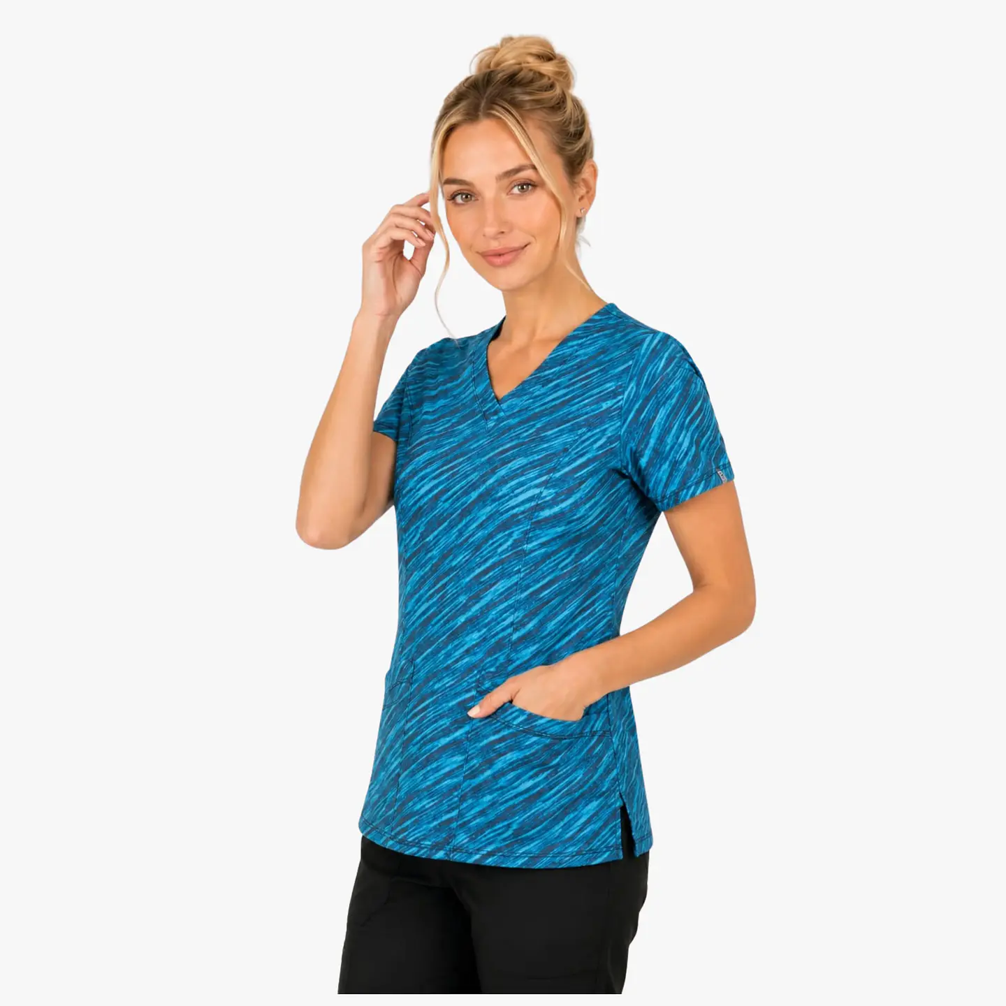 Blusa Clínica Estampada Safari Turquesa Premium 2