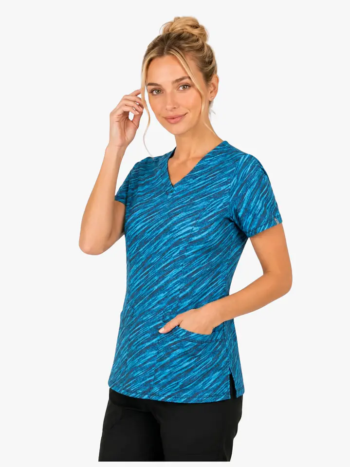Blusa Clínica Estampada Safari Turquesa Premium 2