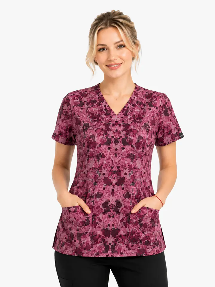 Blusa Clínica Estampada Sakura Fucsia Premium 2