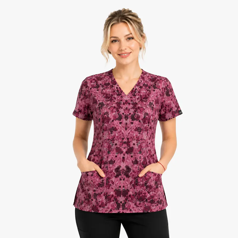 Blusa Clínica Estampada Sakura Fucsia Premium 2