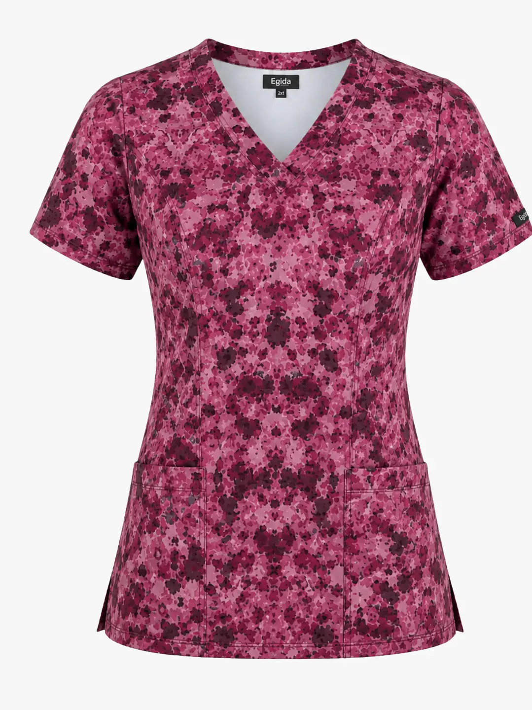 Blusa Clínica Estampada Sakura Fucsia Premium - Uniformes clínicos Égida Chile