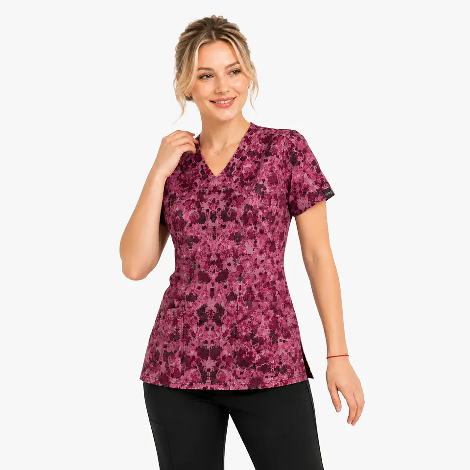 Blusa Clínica Estampada Sakura Fucsia Premium 1