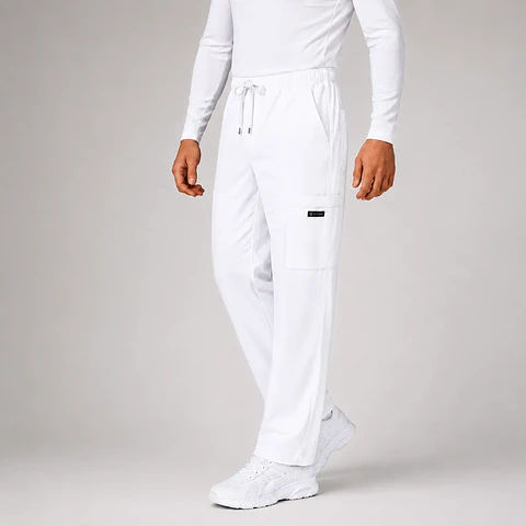 Pantalón Clínico Cargo Blanco Hombre Premium 