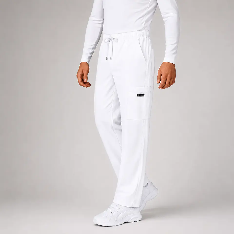 Pantalón Clínico Cargo Blanco Hombre Premium  1